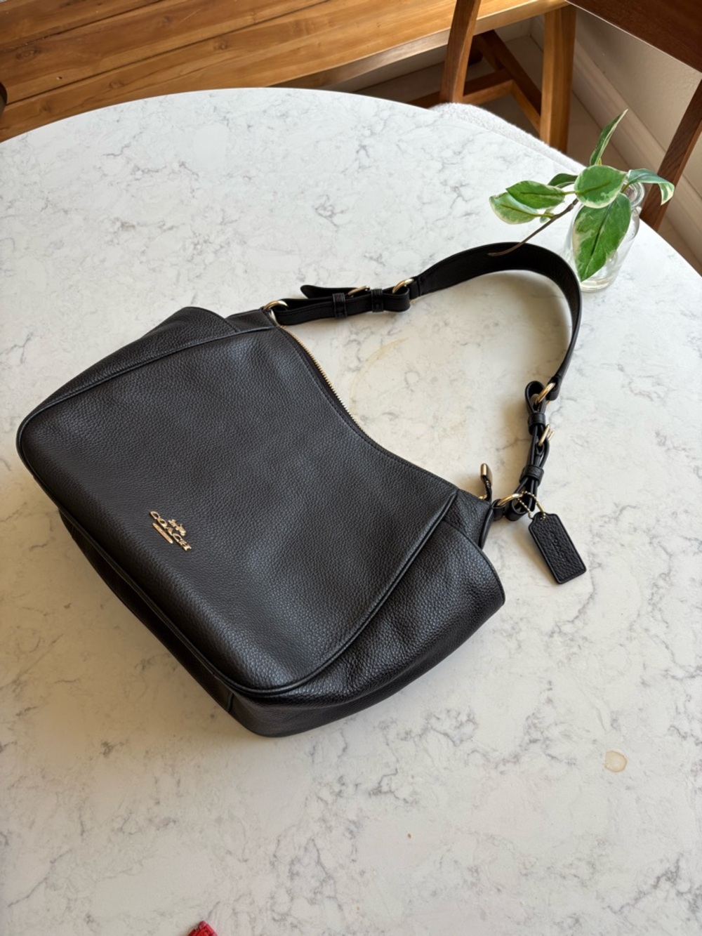 Coach Black Leather Interior Tote with Embossed Creed Patch